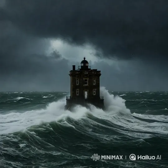 Stormy Sea Engulfs Lighthouse in Dramatic Scene – AI Generated Video | Hailuo AI
