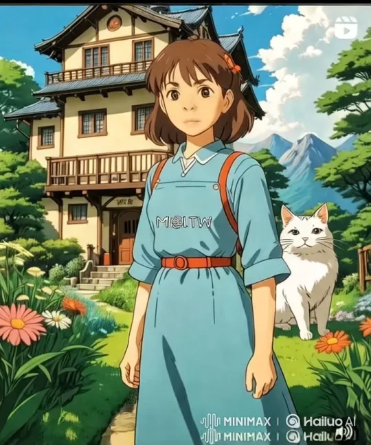 Girl Dances with Cat Spirit in Japanese Garden – AI Generated Video | Hailuo AI