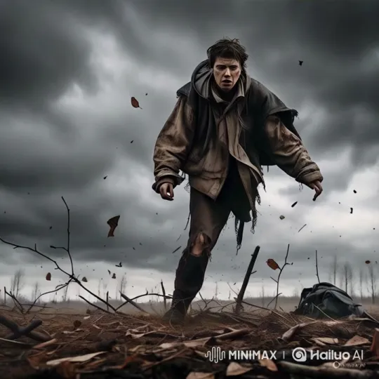 Desolate Journey: Struggle in a Barren Landscape – AI Generated Video | Hailuo AI