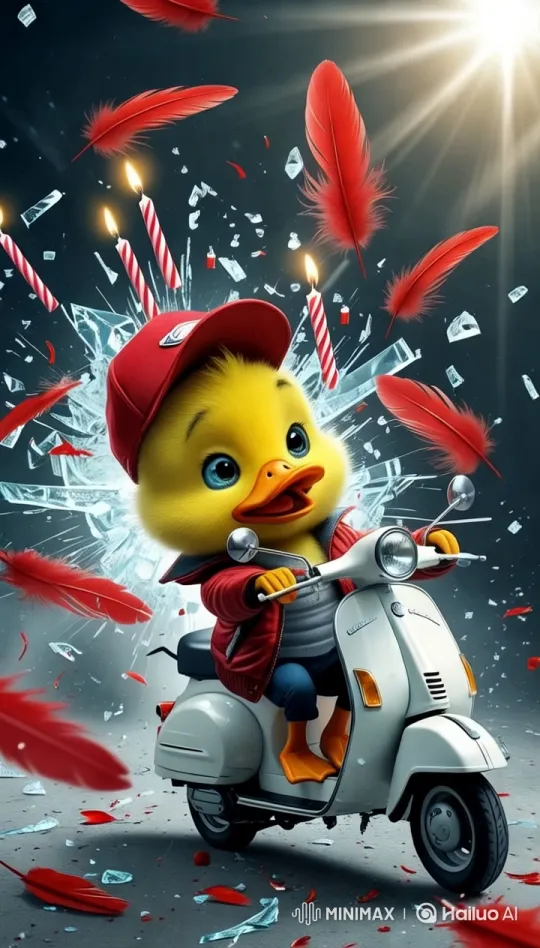 Dramatic Crash of a Duckling on a Vespa – AI Generated Video | Hailuo AI