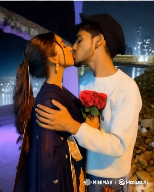 Romantic Couple on Riverside Promenade with City Lights – AI Generated Video | Hailuo AI