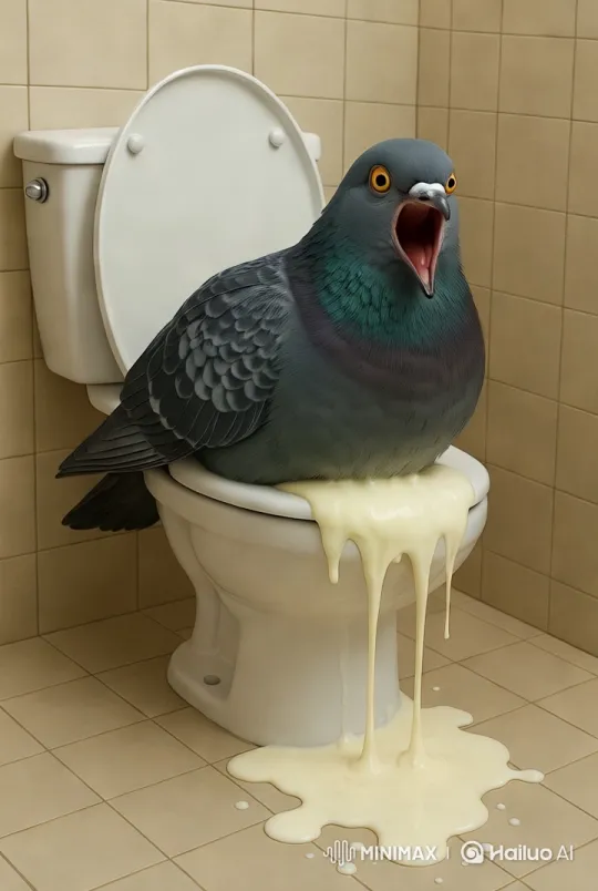 Pigeon Explodes on Toilet in Dramatic Short Film – AI Generated Video | Hailuo AI