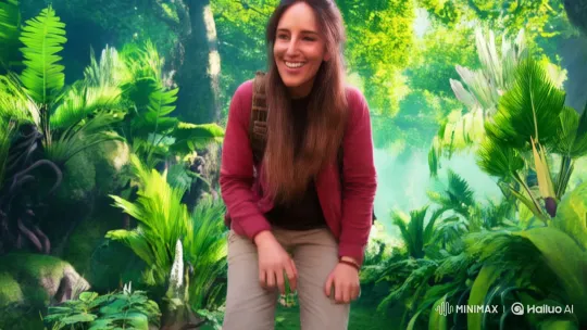 Woman and Alien Creature Bond in Enchanted Forest – AI Generated Video | Hailuo AI