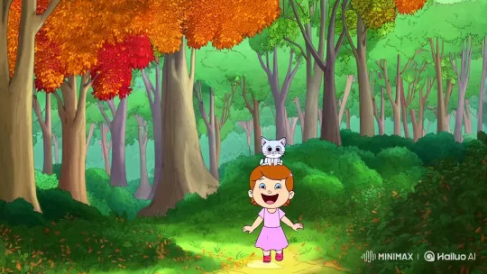 Joyful Toddler with Kitten in Enchanted Forest – AI Generated Video | Hailuo AI
