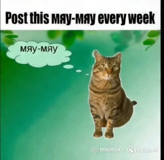 Calm Tabby Cat with 'Meow-meow' Thought Bubble – AI Generated Video | Hailuo AI