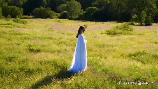 Aesthetic Journey: Solitary Figure in a Vast Meadow – AI Generated Video | Hailuo AI