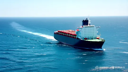 Massive Cargo Ship Glides Through Vast Seascape – AI Generated Video | Hailuo AI