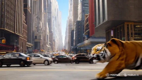 Urban Street Confrontation: Cat vs. Tiger – AI Generated Video | Hailuo AI