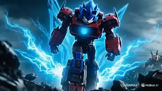 Sonic-Optimus Prime Battles Decepticons in Cybertronian Fusion – AI Generated Video | Hailuo AI