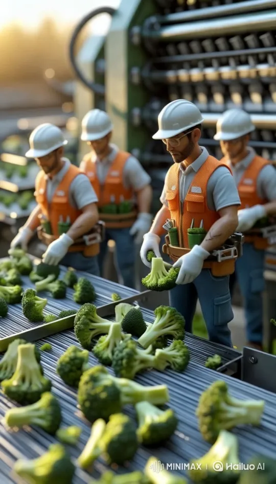 Tiny Gardeners at Work on Hyperrealistic Conveyor Belts – AI Generated Video | Hailuo AI