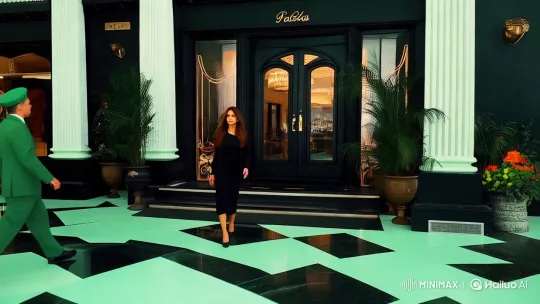 Woman in Black Dress Enters Elegant, Nostalgic Hotel – AI Generated Video | Hailuo AI