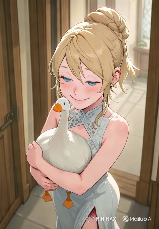 Woman Embraces Goose in Serene, Aesthetic Scene – AI Generated Video | Hailuo AI