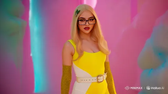 Young Woman in Edgy Outfit Poses with Dramatic Camera Work – AI Generated Video | Hailuo AI