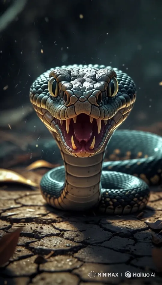 Deadly Baby Cobra: Intense Close-Up in Cinematic Horror Style – AI Generated Video | Hailuo AI