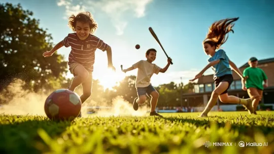 Joyful Children Playing in Lush Green Field – AI Generated Video | Hailuo AI