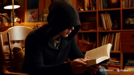 Introspective Reader in a Cozy, Dimly-Lit Room – AI Generated Video | Hailuo AI