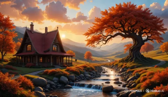 Tranquil Riverbank with Nature's Serenity – AI Generated Video | Hailuo AI