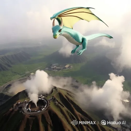 Majestic Dragon Glides Over Volcanic Landscape – AI Generated Video | Hailuo AI