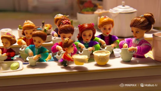 Miniature Bakers Craft Giant Cake in Dollhouse Kitchen – AI Generated Video | Hailuo AI