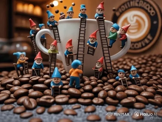 Miniature Workers Busy in Coffee Production Scene – AI Generated Video | Hailuo AI