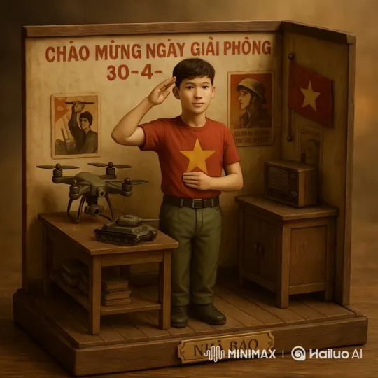 Boy Celebrates Liberation Day in Nostalgic Room – AI Generated Video | Hailuo AI
