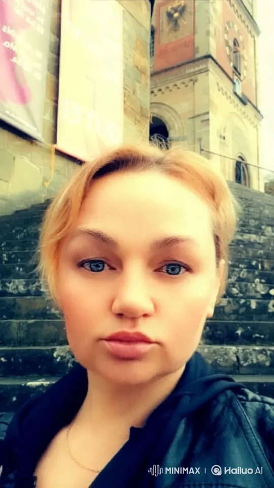 Woman Walks Down Stairs in Historic Cityscape – AI Generated Video | Hailuo AI
