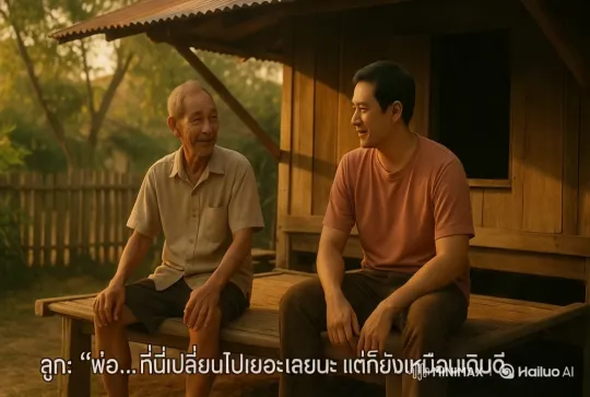 Family Chat by Rustic House at Sunset – AI Generated Video | Hailuo AI