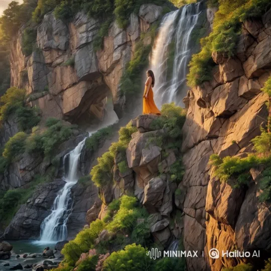 Tranquil Waterfall: Nature's Majesty Meets Serenity – AI Generated Video | Hailuo AI