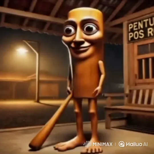 Nighttime Bus Stop: Wooden Character Twerks with Style – AI Generated Video | Hailuo AI