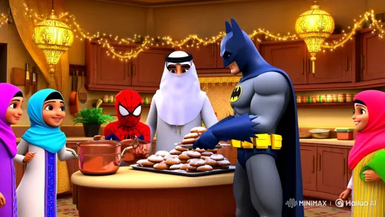 Spider-Man and Batman Bake Cookies in an Egyptian Kitchen – AI Generated Video | Hailuo AI