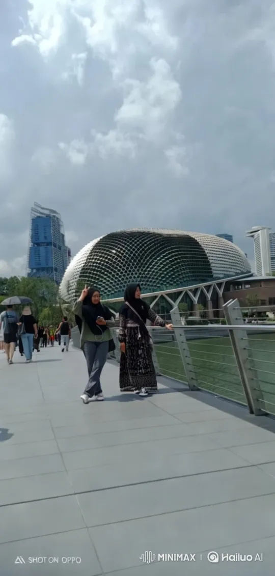 Modern Bridge Walk with Hijab-Wearing Women – AI Generated Video | Hailuo AI