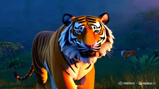Majestic Tiger in a Cinematic Forest Hunt Scene – AI Generated Video | Hailuo AI