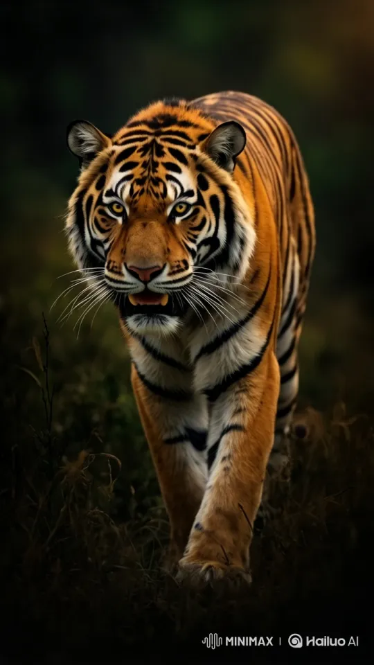 Tiger Hunt in Twilight Water Forest – AI Generated Video | Hailuo AI