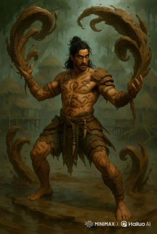 Mud Master Conjures Swirling Defenses in Swamp – AI Generated Video | Hailuo AI