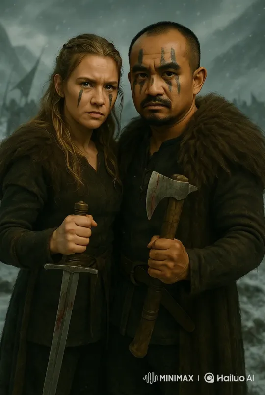 Viking Couple's Love Amidst War-Torn Landscape – AI Generated Video | Hailuo AI