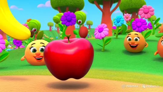 Apple and Banana Race in Cartoon Garden – AI Generated Video | Hailuo AI