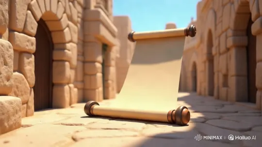 Ancient Scroll and Temple Construction in Historic City – AI Generated Video | Hailuo AI