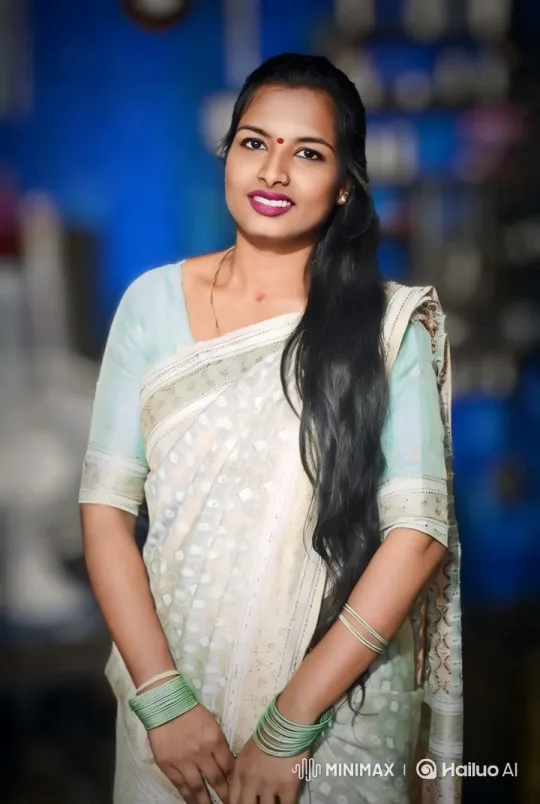 Elegant Woman in Saree with Charming Gestures – AI Generated Video | Hailuo AI