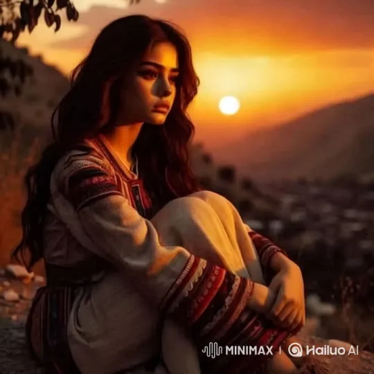 Traditional Girl Sings in Sunset's Golden Glow – AI Generated Video | Hailuo AI