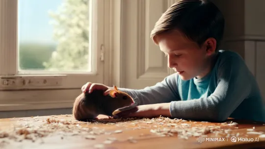 Boy and Hamster: A Moment of Serenity and Discovery – AI Generated Video | Hailuo AI