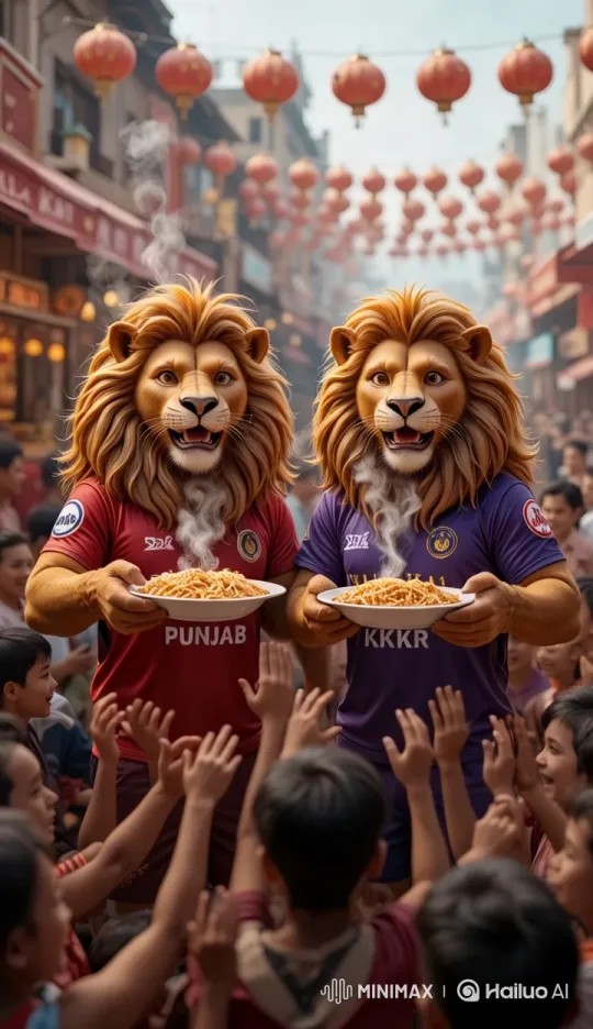 Mascots Distribute Food to Children at Festive Street – AI Generated Video | Hailuo AI