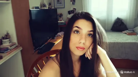 Young Woman Reflects in Cozy, Intimate Room Setting – AI Generated Video | Hailuo AI