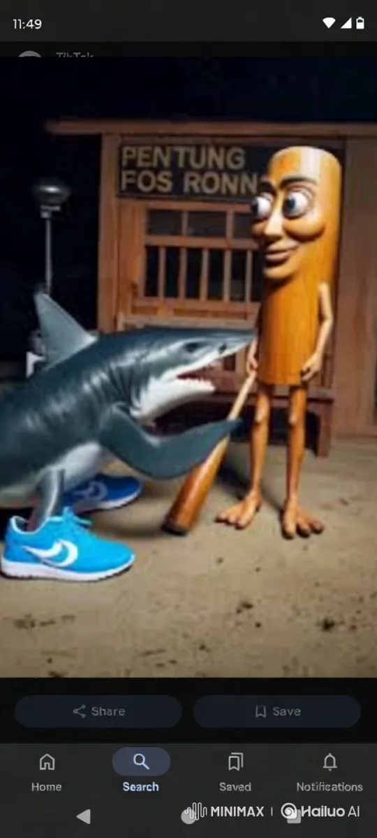 Wooden Figure and Shark Wage Epic Gun Battle – AI Generated Video | Hailuo AI