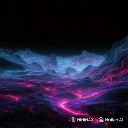 Neon-Lit Landscape: Hypnotic Journey Through a Surreal World – AI Generated Video | Hailuo AI