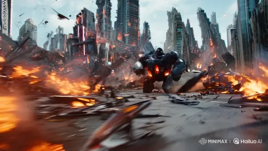 Futuristic Kaiju Suit Battles in Hyper-Speed Cityscape Chase – AI Generated Video | Hailuo AI