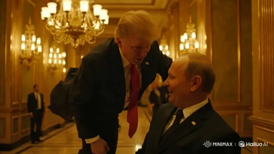 Luxurious Hallway: Formal Discussion with Intense Camera Moves – AI Generated Video | Hailuo AI