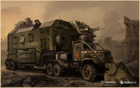 Post-Apocalyptic Military Vehicle in Tranquil Ruins – AI Generated Video | Hailuo AI