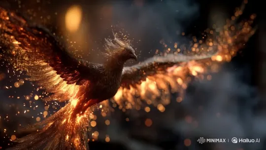 Phoenix Ascends from Volcano in Fiery Grandeur – AI Generated Video | Hailuo AI