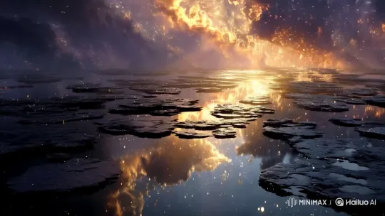 Luminescent Isles in Cosmic Storm: A Visual Symphony – AI Generated Video | Hailuo AI