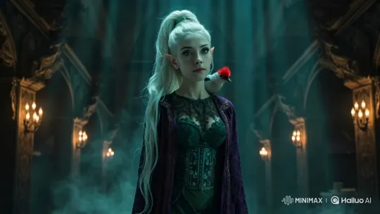 Mystical Hall with Ornate Design and Animated Woodpecker – AI Generated Video | Hailuo AI